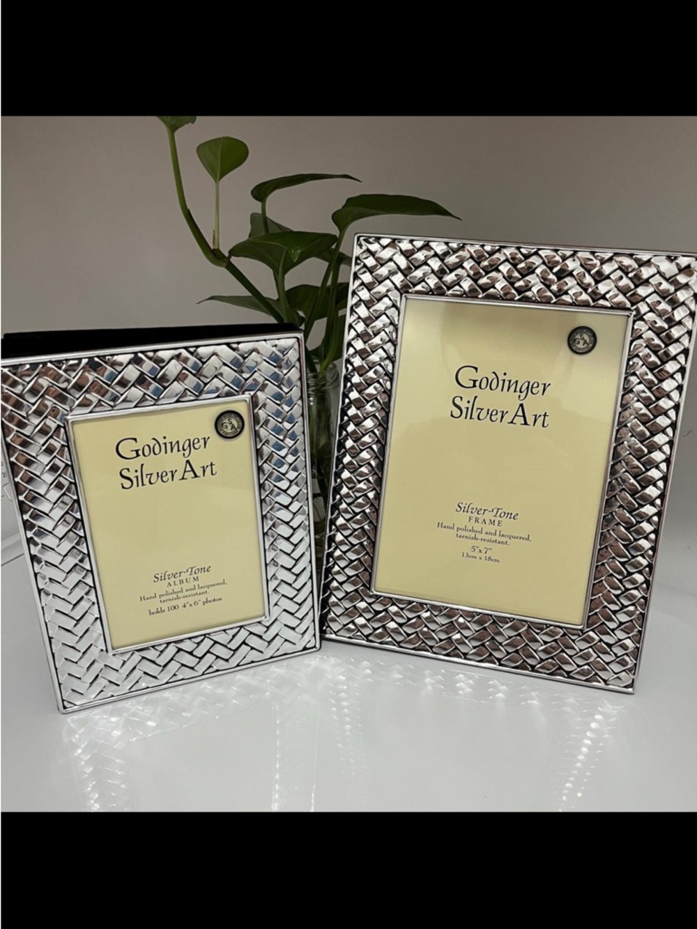 VTG Godinger Silver Art Co Silver-Tone Matching Photo Frame & Album - Set of 2